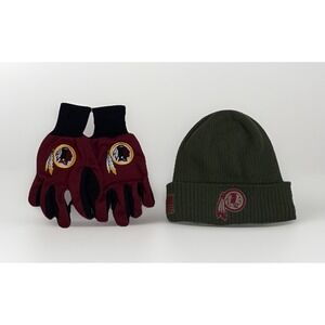 Washington Redskins New Era Army Green Salute To Service Beanie & Pair Of Gloves